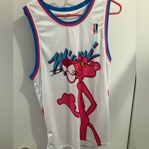 PINK PANTHER miami heat embroidered character basketball JERSEY shirt size XL